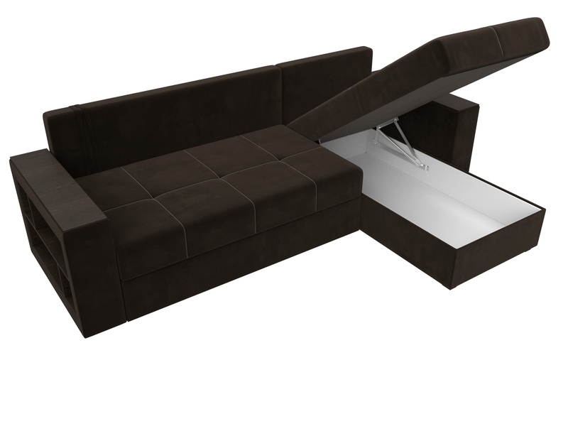 Диван угловой Дубай Лайт угол универсальный, Микровельвет, Коричневый
