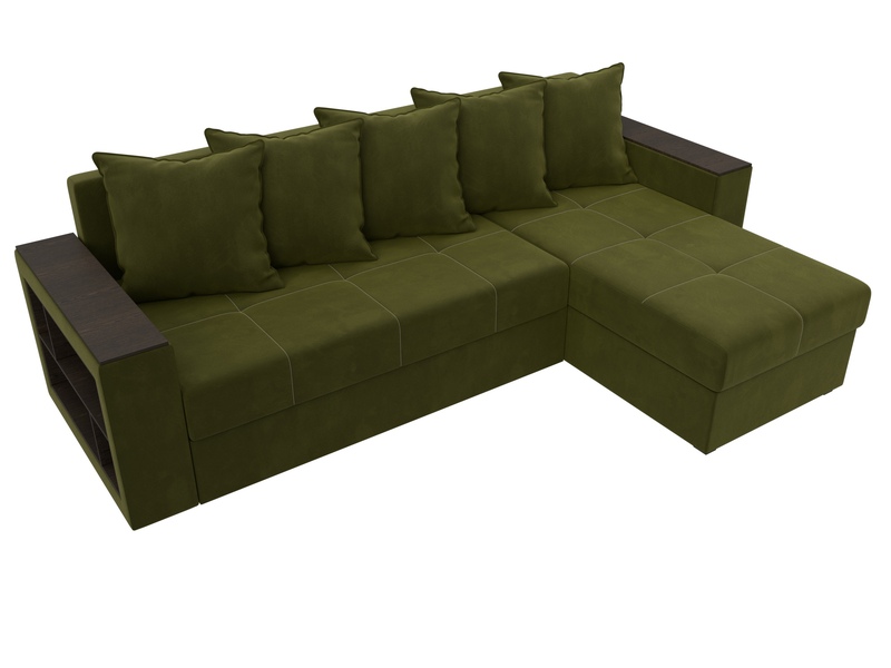 Диван угловой Дубай Лайт угол универсальный, Микровельвет, Зеленый