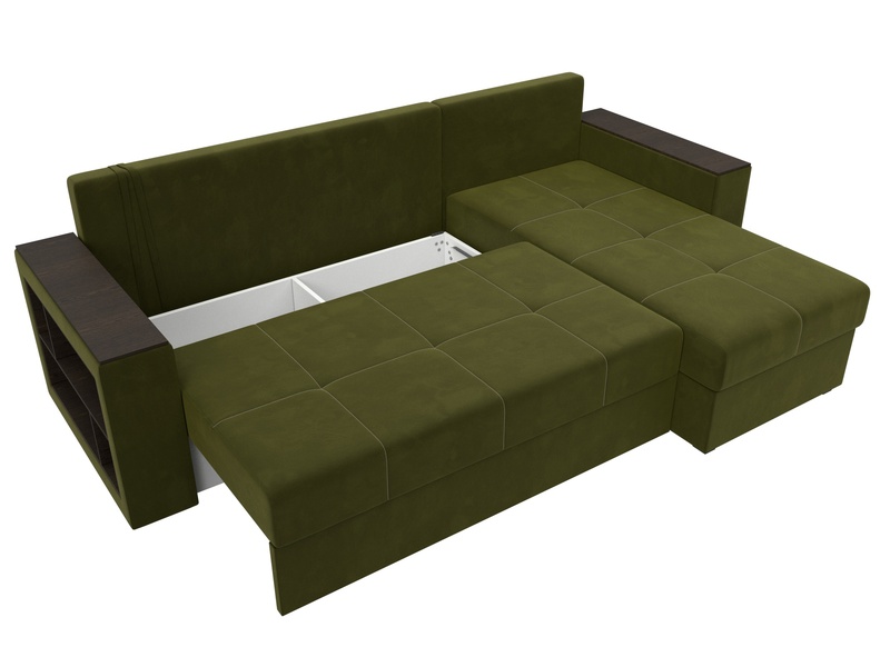 Диван угловой Дубай Лайт угол универсальный, Микровельвет, Зеленый