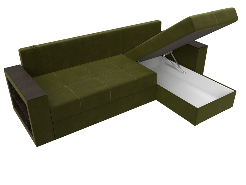 Диван угловой Дубай Лайт угол универсальный, Микровельвет, Зеленый
