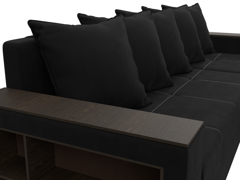 Диван угловой Дубай Лайт угол универсальный, Микровельвет, Черный