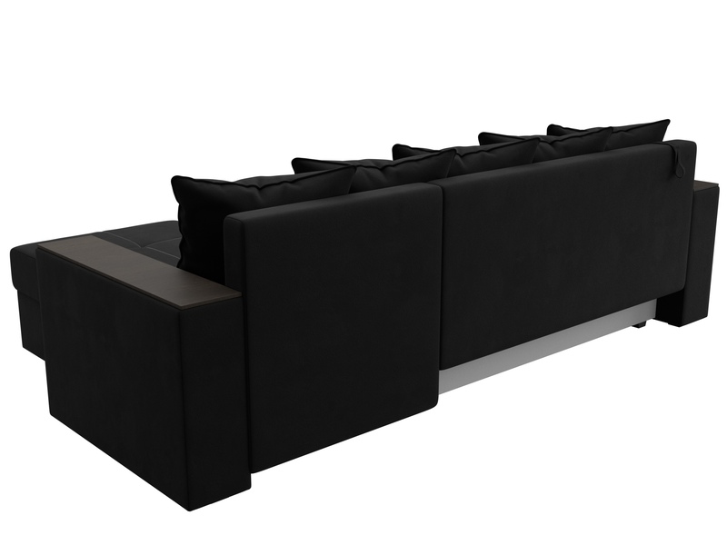 Диван угловой Дубай Лайт угол универсальный, Микровельвет, Черный