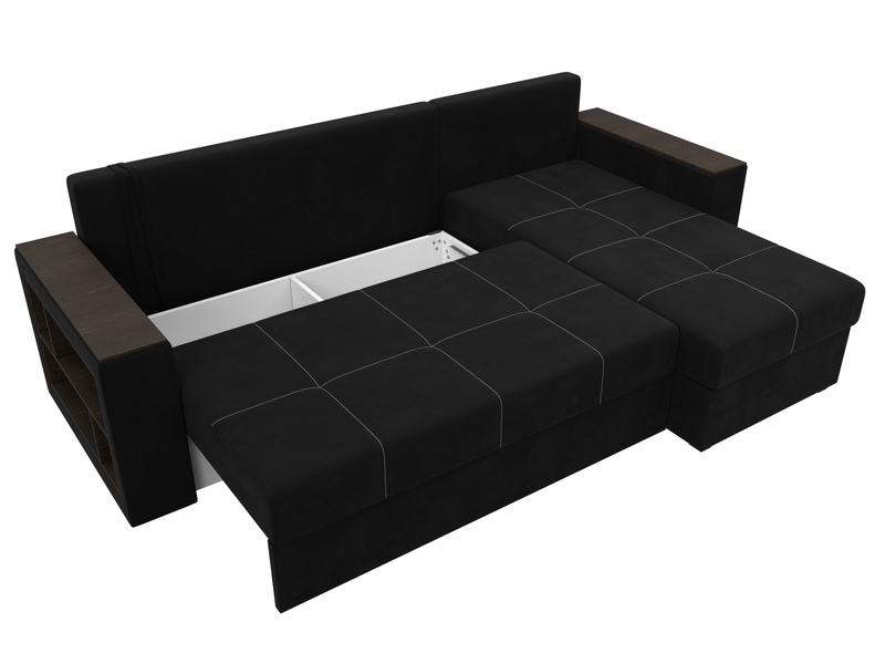 Диван угловой Дубай Лайт угол универсальный, Микровельвет, Черный