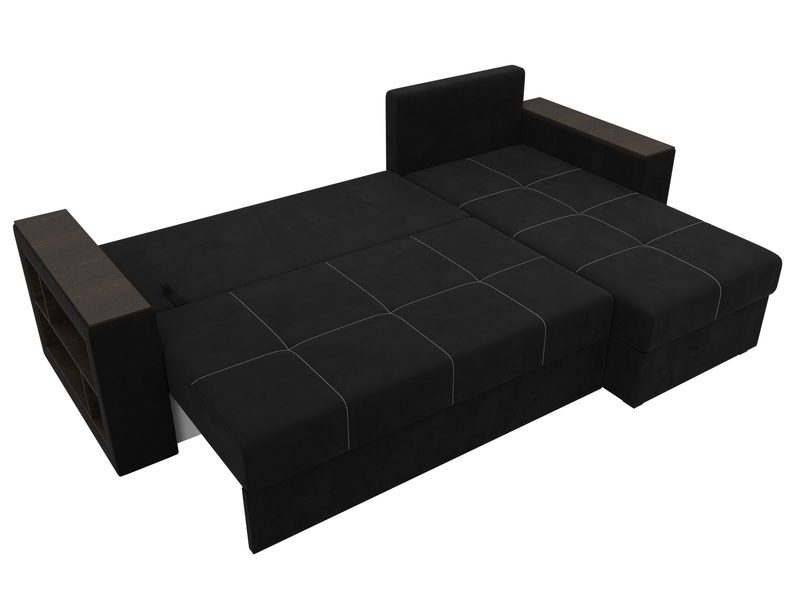 Диван угловой Дубай Лайт угол универсальный, Микровельвет, Черный