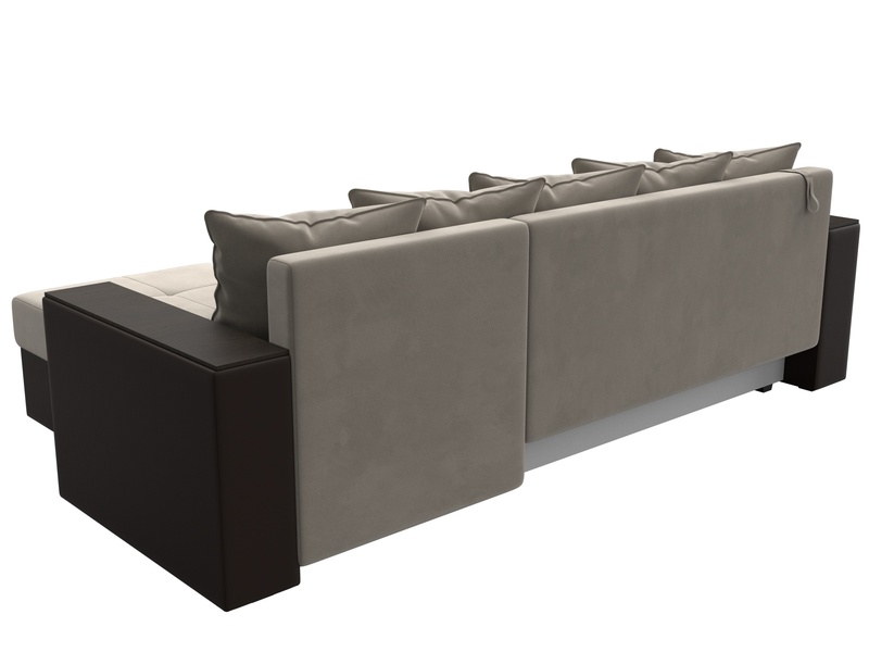 Диван угловой Дубай Лайт угол универсальный, Микровельвет;Экокожа, Бежевый;Коричневый