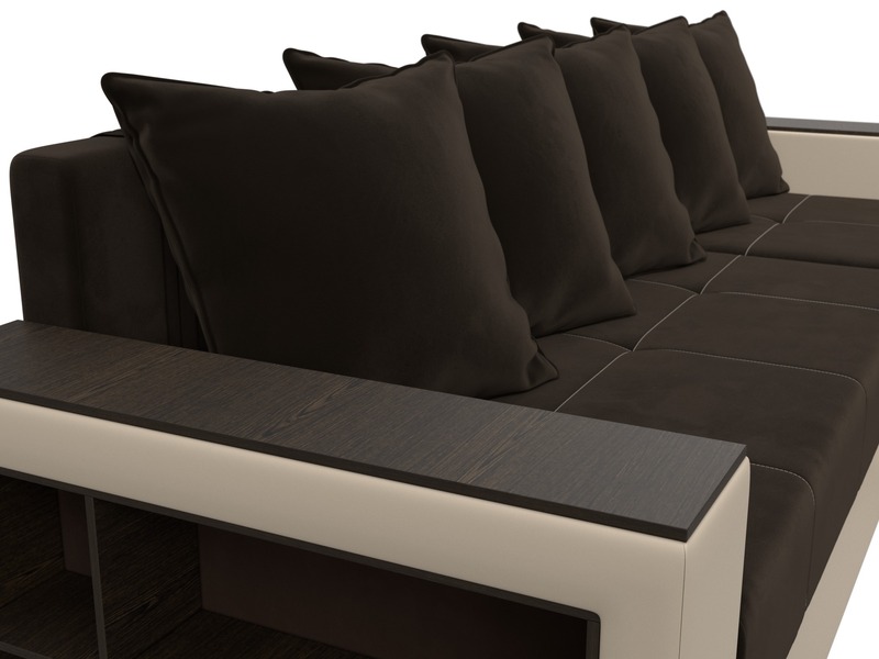 Диван угловой Дубай Лайт угол универсальный, Микровельвет;Экокожа, Коричневый;Бежевый