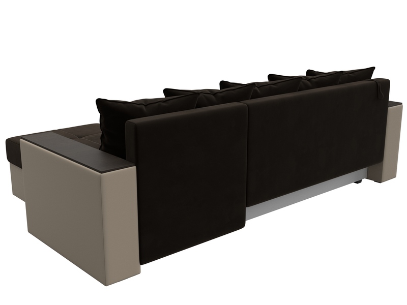 Диван угловой Дубай Лайт угол универсальный, Микровельвет;Экокожа, Коричневый;Бежевый