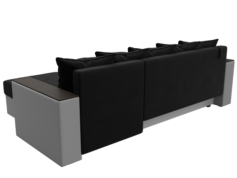 Диван угловой Дубай Лайт угол универсальный, Микровельвет;Экокожа, Черный;Белый