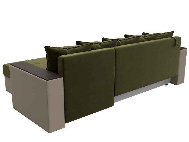 Диван угловой Дубай Лайт угол универсальный, Микровельвет;Экокожа, Зеленый;Бежевый