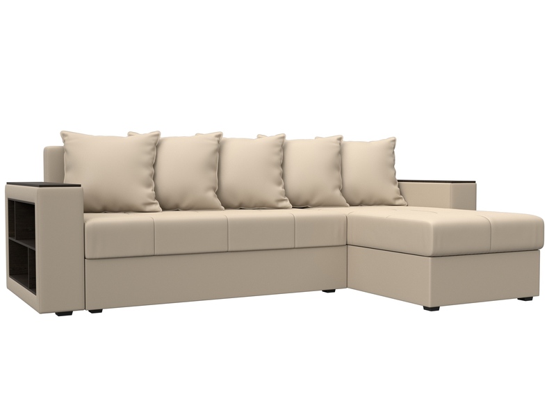 Диван угловой Дубай Лайт угол универсальный, Экокожа, Бежевый