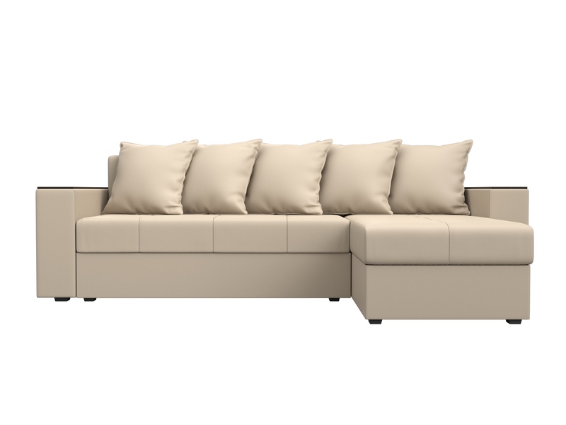 Диван угловой Дубай Лайт угол универсальный, Экокожа, Бежевый