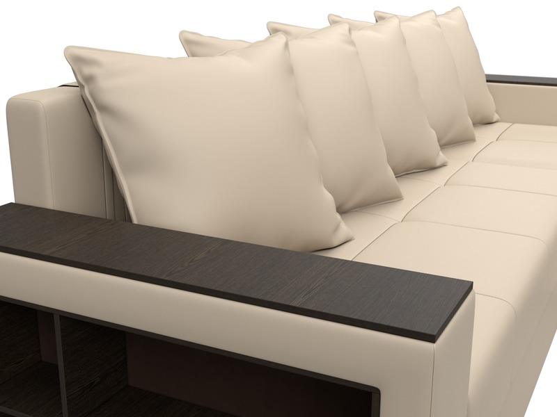 Диван угловой Дубай Лайт угол универсальный, Экокожа, Бежевый