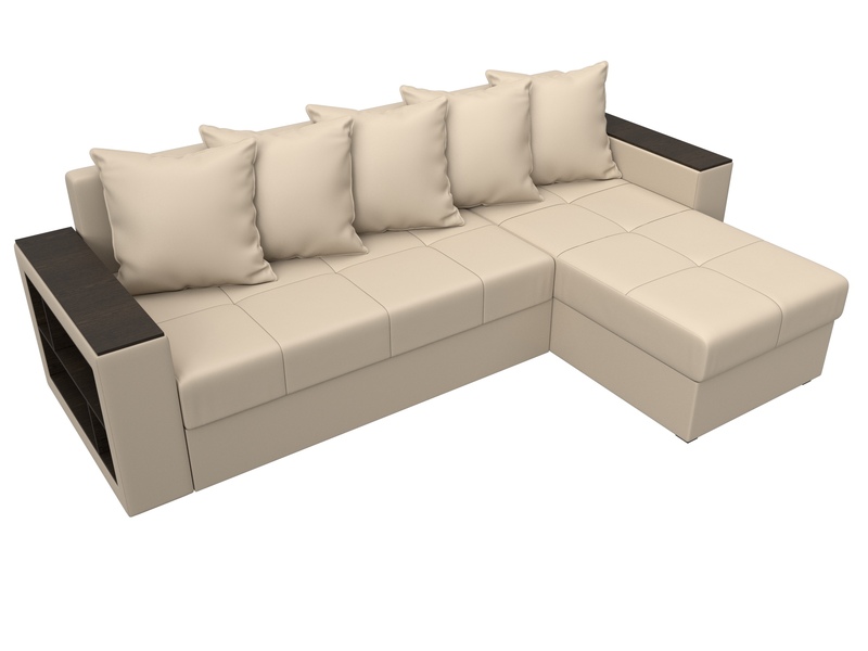 Диван угловой Дубай Лайт угол универсальный, Экокожа, Бежевый
