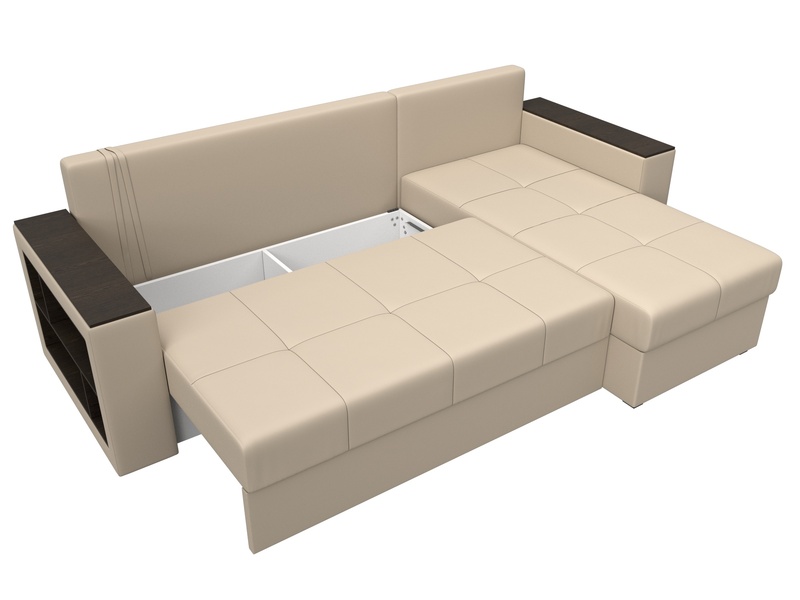 Диван угловой Дубай Лайт угол универсальный, Экокожа, Бежевый
