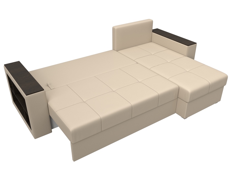 Диван угловой Дубай Лайт угол универсальный, Экокожа, Бежевый