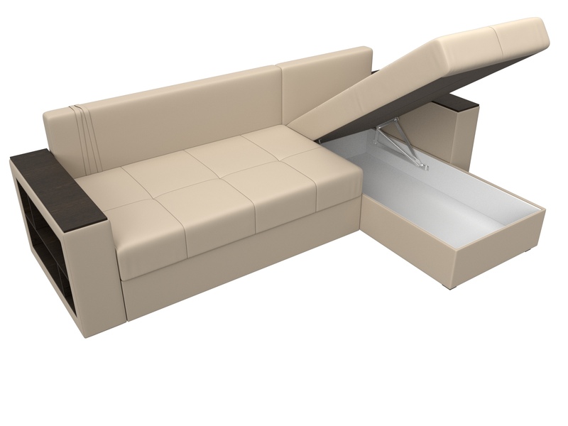Диван угловой Дубай Лайт угол универсальный, Экокожа, Бежевый