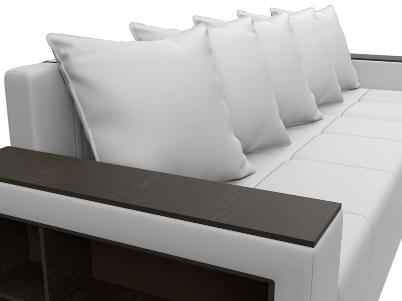 Диван угловой Дубай Лайт угол универсальный, Экокожа, Белый