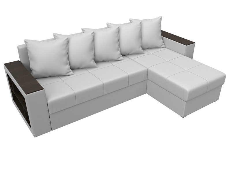 Диван угловой Дубай Лайт угол универсальный, Экокожа, Белый