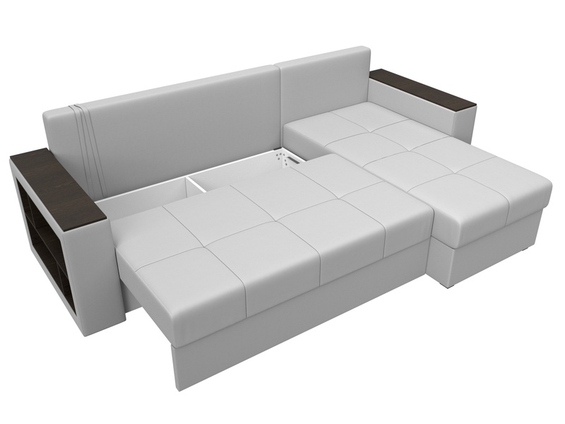 Диван угловой Дубай Лайт угол универсальный, Экокожа, Белый