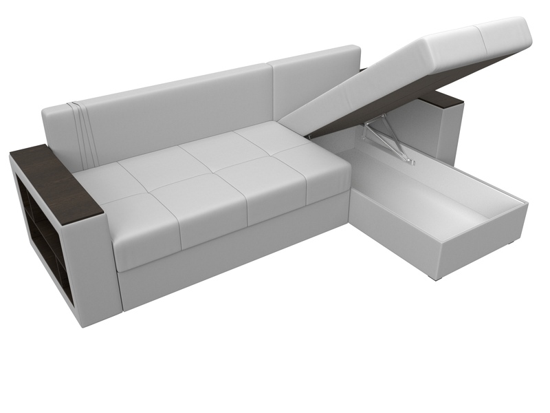 Диван угловой Дубай Лайт угол универсальный, Экокожа, Белый