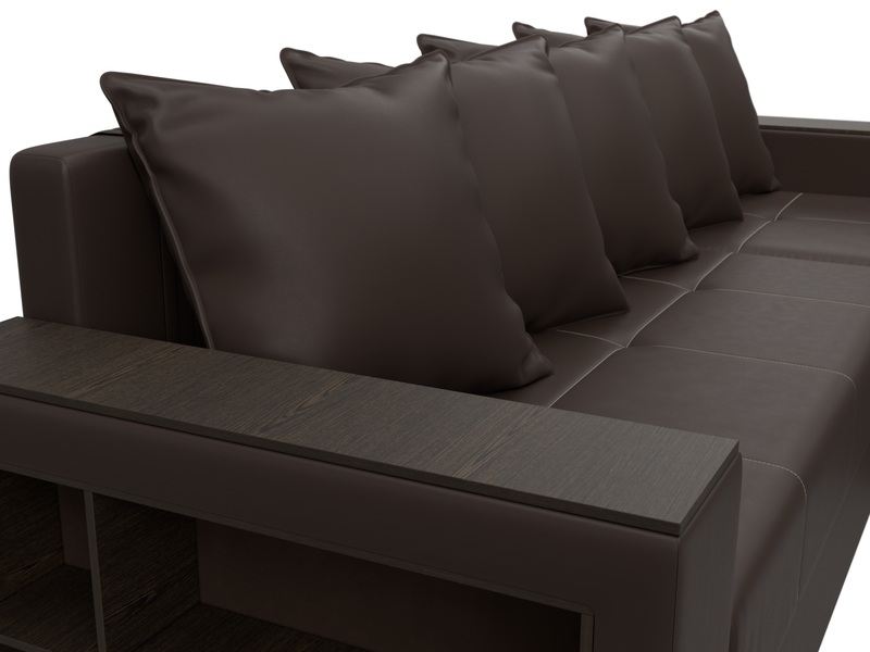 Диван угловой Дубай Лайт угол универсальный, Экокожа, Коричневый