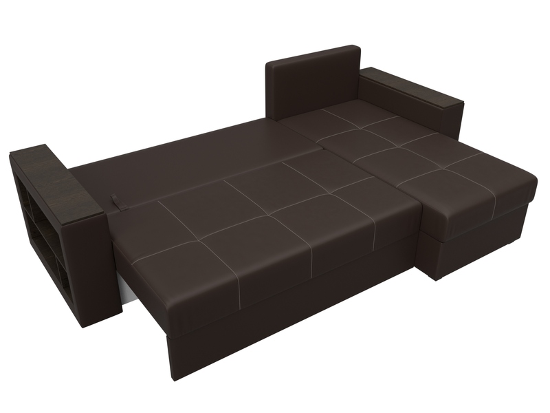 Диван угловой Дубай Лайт угол универсальный, Экокожа, Коричневый