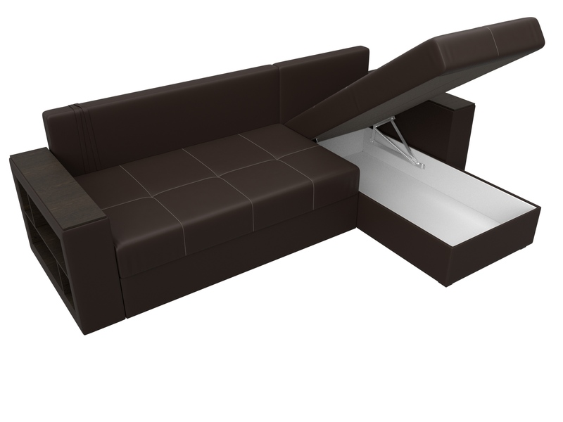 Диван угловой Дубай Лайт угол универсальный, Экокожа, Коричневый
