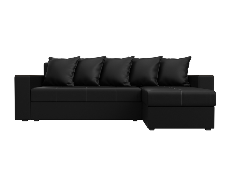 Диван угловой Дубай Лайт угол универсальный, Экокожа, Черный