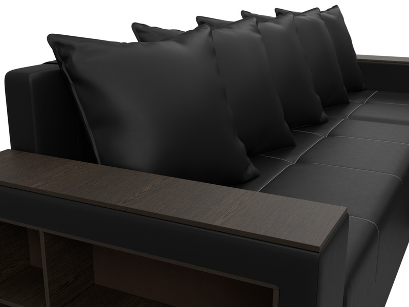 Диван угловой Дубай Лайт угол универсальный, Экокожа, Черный