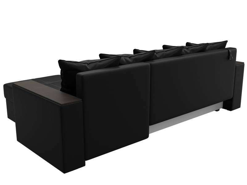 Диван угловой Дубай Лайт угол универсальный, Экокожа, Черный