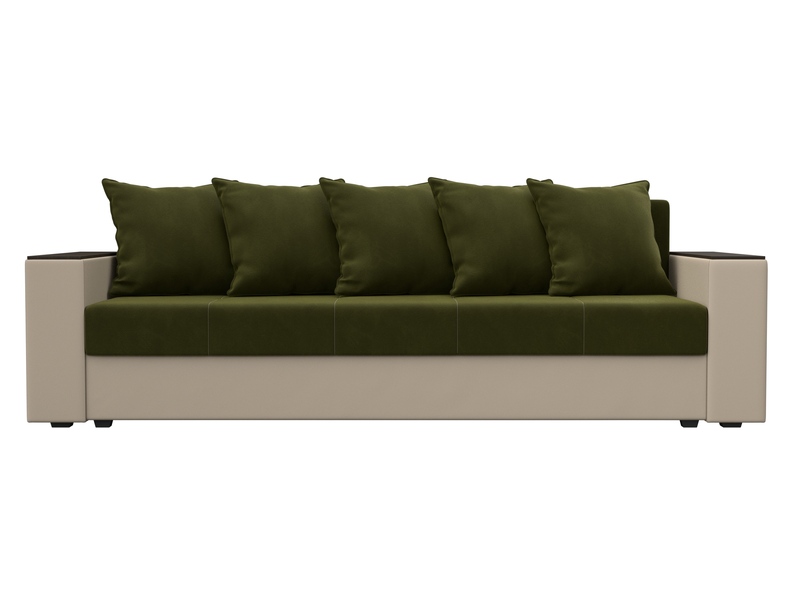 Диван прямой Дубай Лайт, Микровельвет;Экокожа, Зеленый;Бежевый