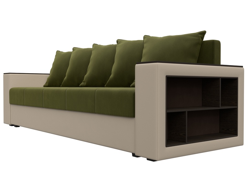 Диван прямой Дубай Лайт, Микровельвет;Экокожа, Зеленый;Бежевый