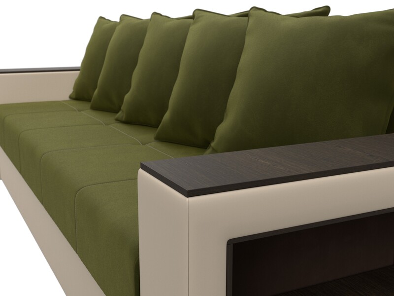 Диван прямой Дубай Лайт, Микровельвет;Экокожа, Зеленый;Бежевый