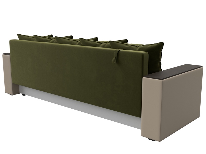 Диван прямой Дубай Лайт, Микровельвет;Экокожа, Зеленый;Бежевый