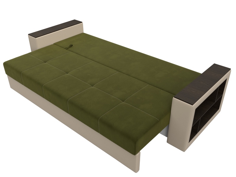 Диван прямой Дубай Лайт, Микровельвет;Экокожа, Зеленый;Бежевый