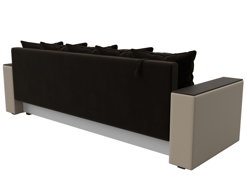 Диван прямой Дубай Лайт, Микровельвет;Экокожа, Коричневый;Бежевый