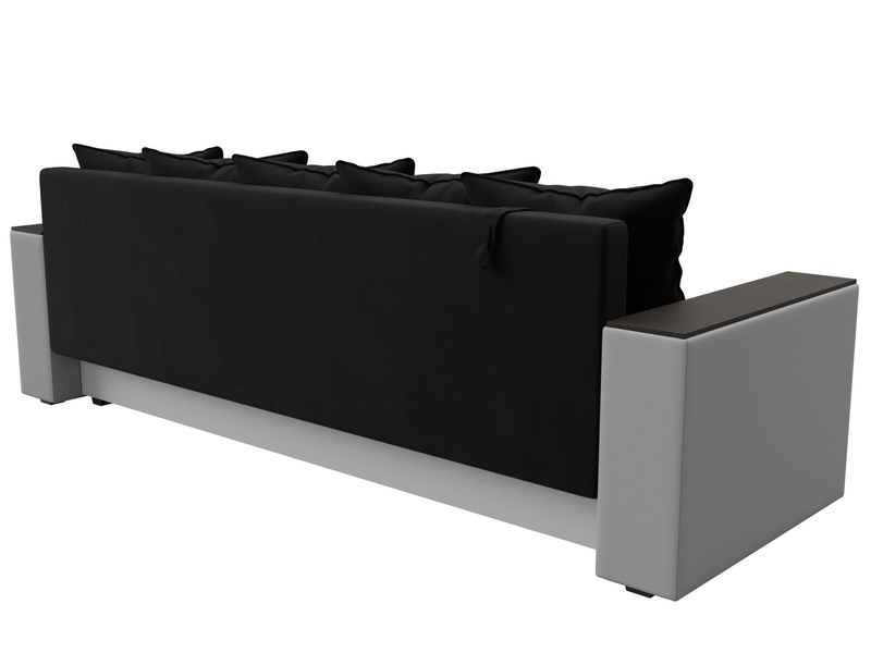 Диван прямой Дубай Лайт, Микровельвет;Экокожа, Черный;Белый