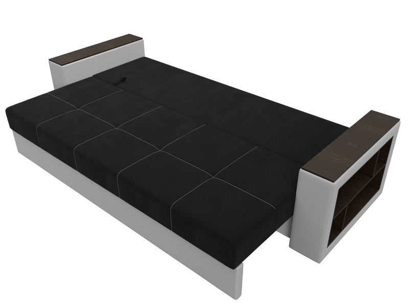 Диван прямой Дубай Лайт, Микровельвет;Экокожа, Черный;Белый