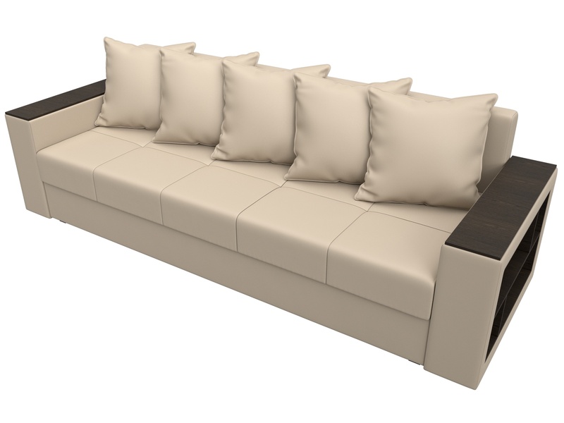 Диван прямой Дубай Лайт, Экокожа, Бежевый