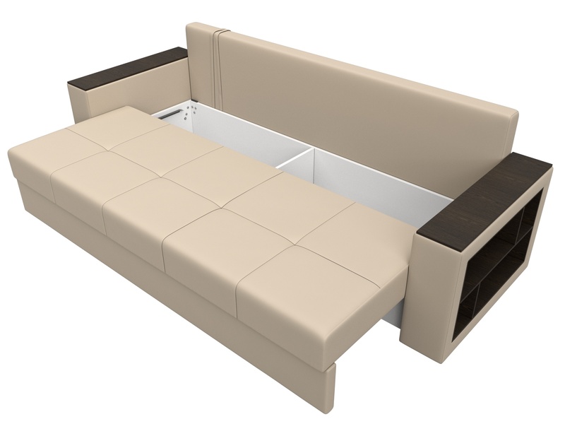 Диван прямой Дубай Лайт, Экокожа, Бежевый