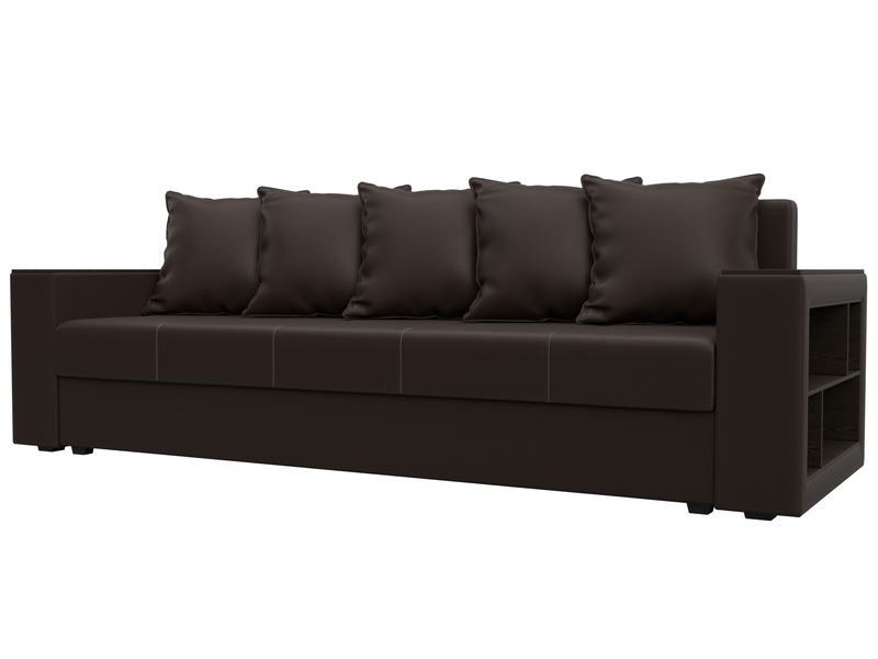 Диван прямой Дубай Лайт, Экокожа, Коричневый