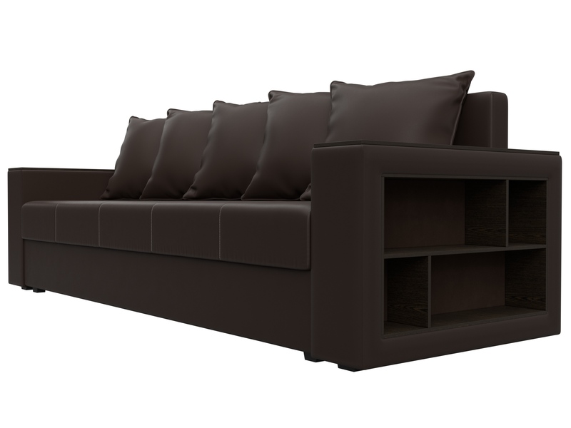 Диван прямой Дубай Лайт, Экокожа, Коричневый