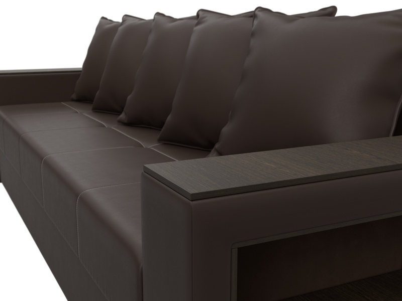 Диван прямой Дубай Лайт, Экокожа, Коричневый