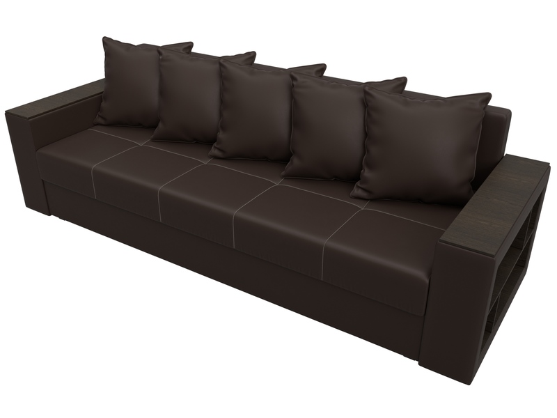 Диван прямой Дубай Лайт, Экокожа, Коричневый