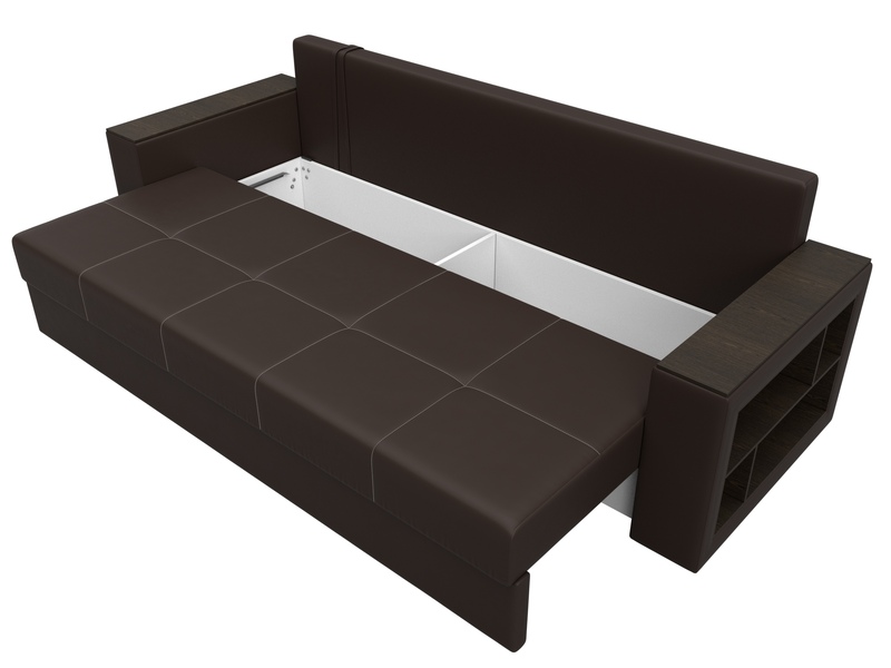 Диван прямой Дубай Лайт, Экокожа, Коричневый
