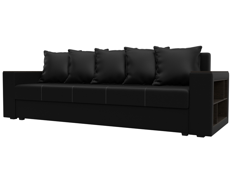 Диван прямой Дубай Лайт, Экокожа, Черный