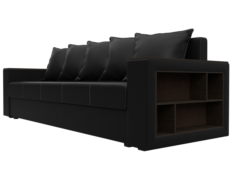 Диван прямой Дубай Лайт, Экокожа, Черный