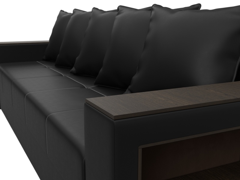 Диван прямой Дубай Лайт, Экокожа, Черный