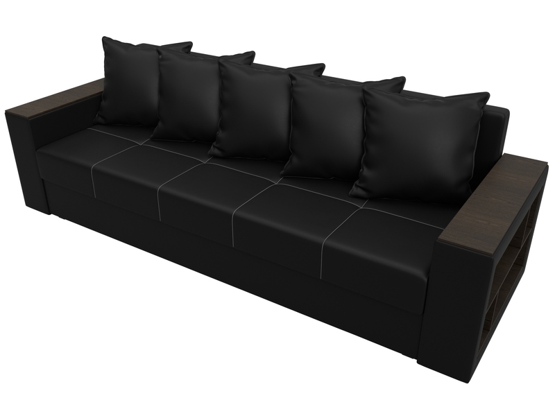 Диван прямой Дубай Лайт, Экокожа, Черный