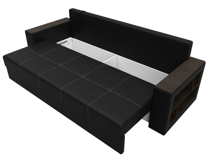 Диван прямой Дубай Лайт, Экокожа, Черный